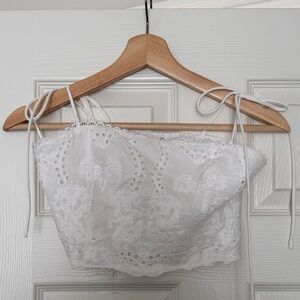 Cropped white eyelet top size small